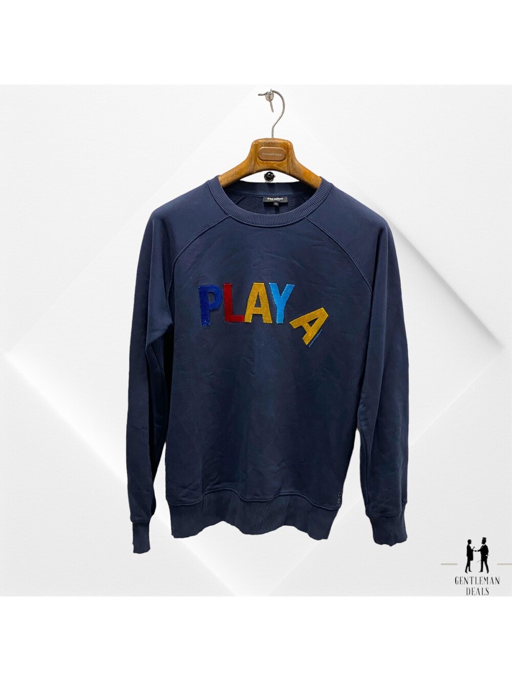 Ron Dorff Paris Stockholm Designer Sweatshirt PLAY A Jumper Large L Men’s BLUE